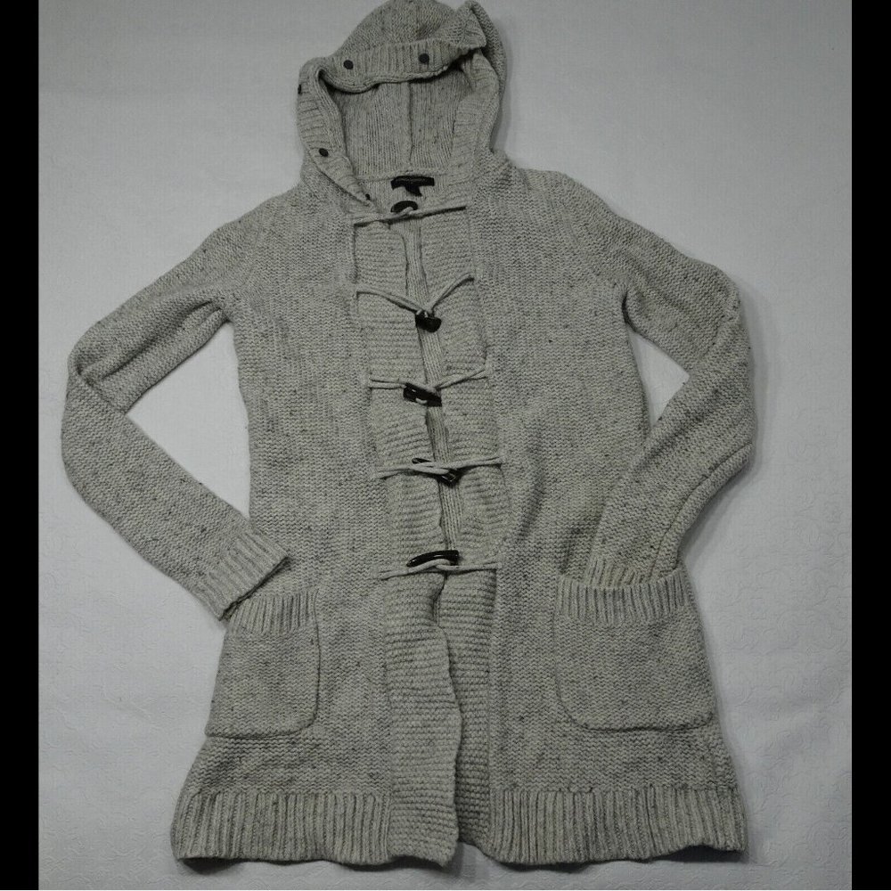Banana Republic Size XS Gray Long Sleeves Hooded Toggle Button Sweater Pockets